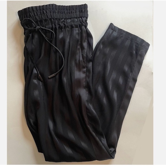 The Kooples Loose Black Viscose Trousers w/ Stripes, Size 2 (Medium) Silky Pant - Picture 5 of 10